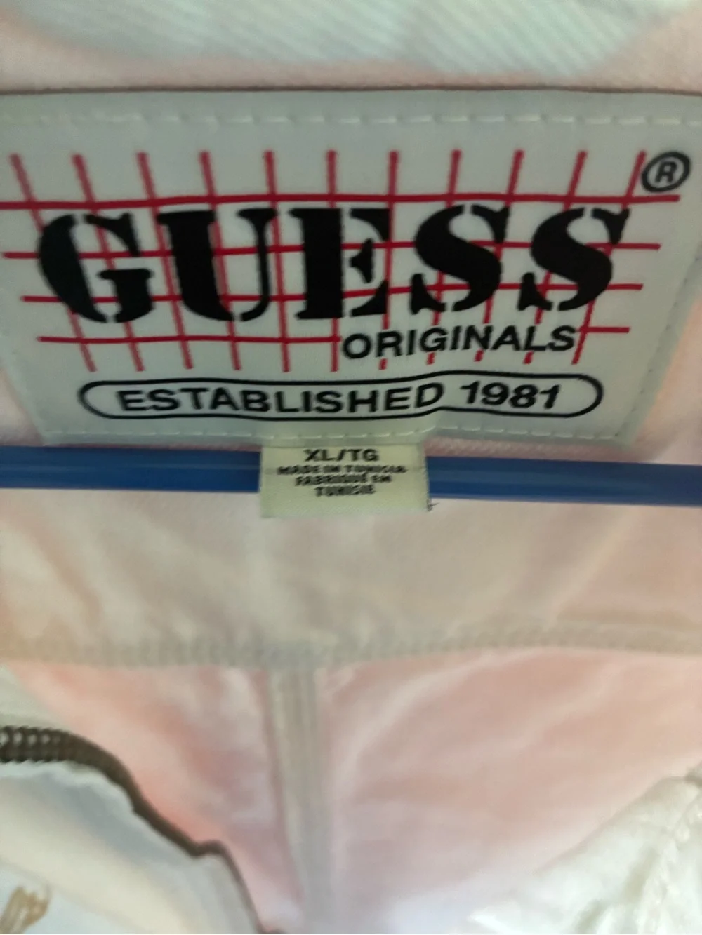 Guess White Jacket with Gold Embroidered Logo